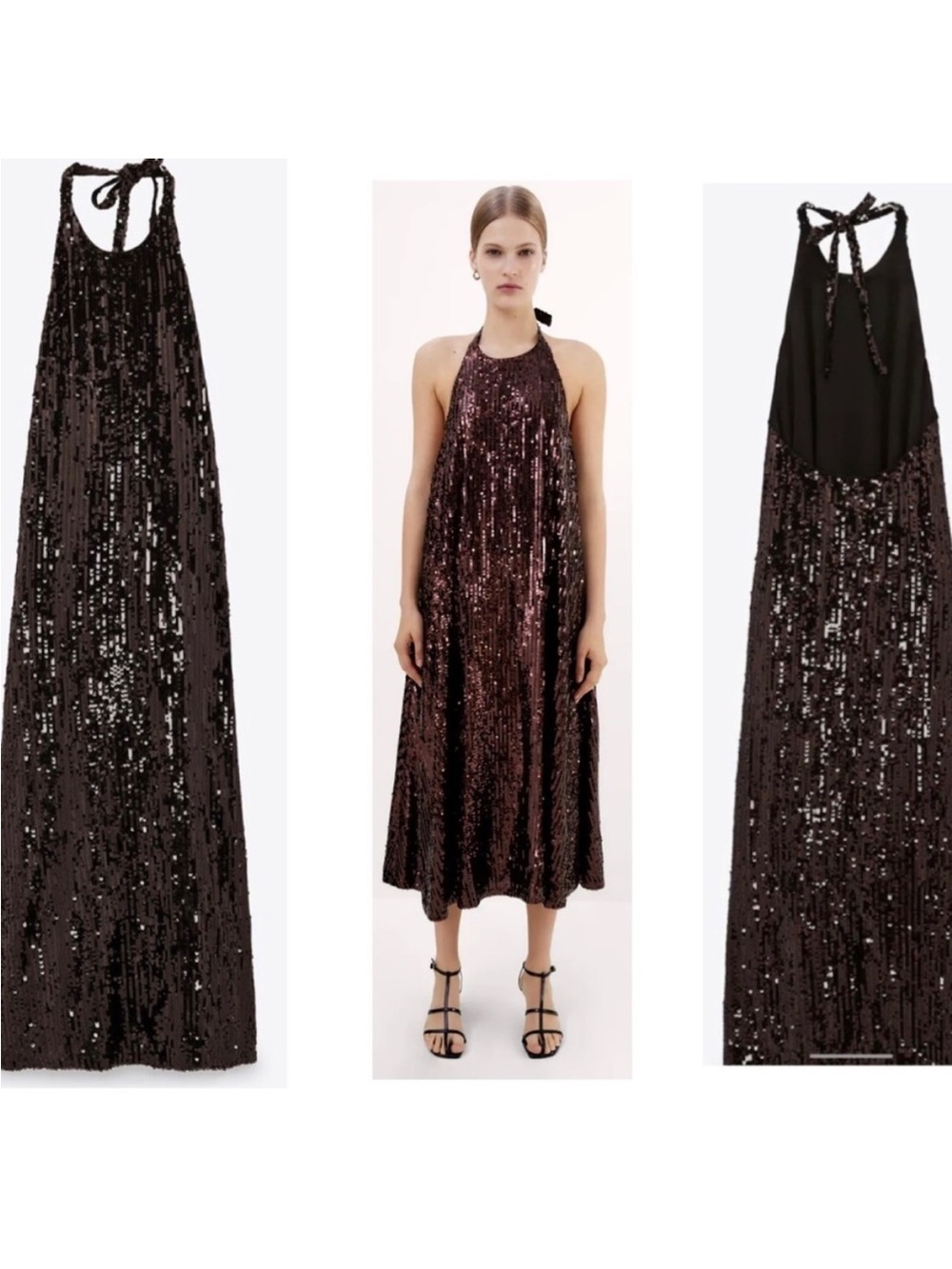 NWT ZARA Sequin Halter Dress